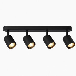 Moderne zwarte plafondlamp met 4 draaibare LED-spots, perfect voor woonkamer of keuken