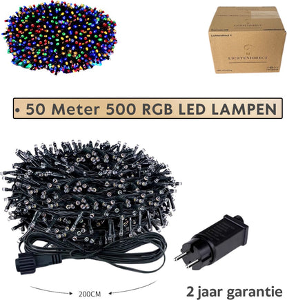 Lichtsnoer met rode, groene, blauwe en gele LED’s voor buitengebruik – IP65 waterdicht