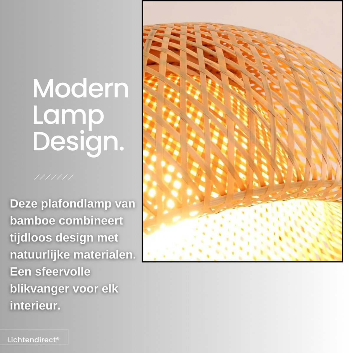 Plafonnière bamboe lamp geschikt voor woonkamerinterieur