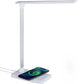 LED Desk Lamp - Dimmable - Reading Lamp - Wireless Charger - Table Lamp - White/Silver