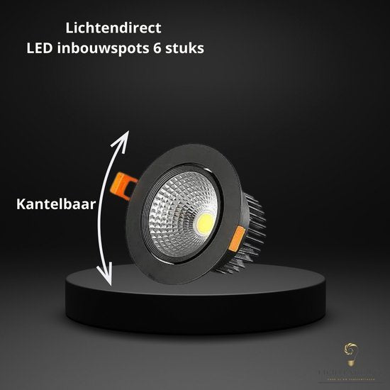 Zwarte dimbare LED inbouwspots met 4000K warm wit licht