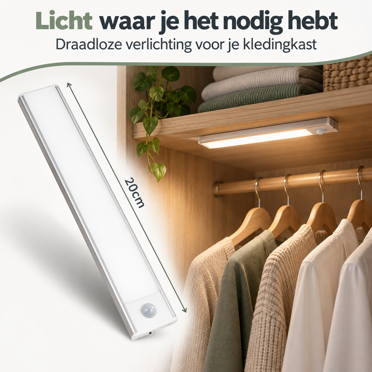 1. LED kastlamp met PIR-sensor en een detectiebereik tot 3 meter.