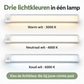 LED kastlamp met drie instelbare lichtkleuren.