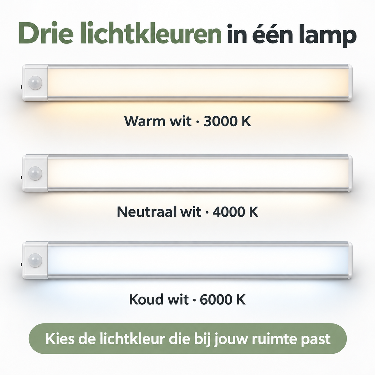LED kastlamp met drie instelbare lichtkleuren.