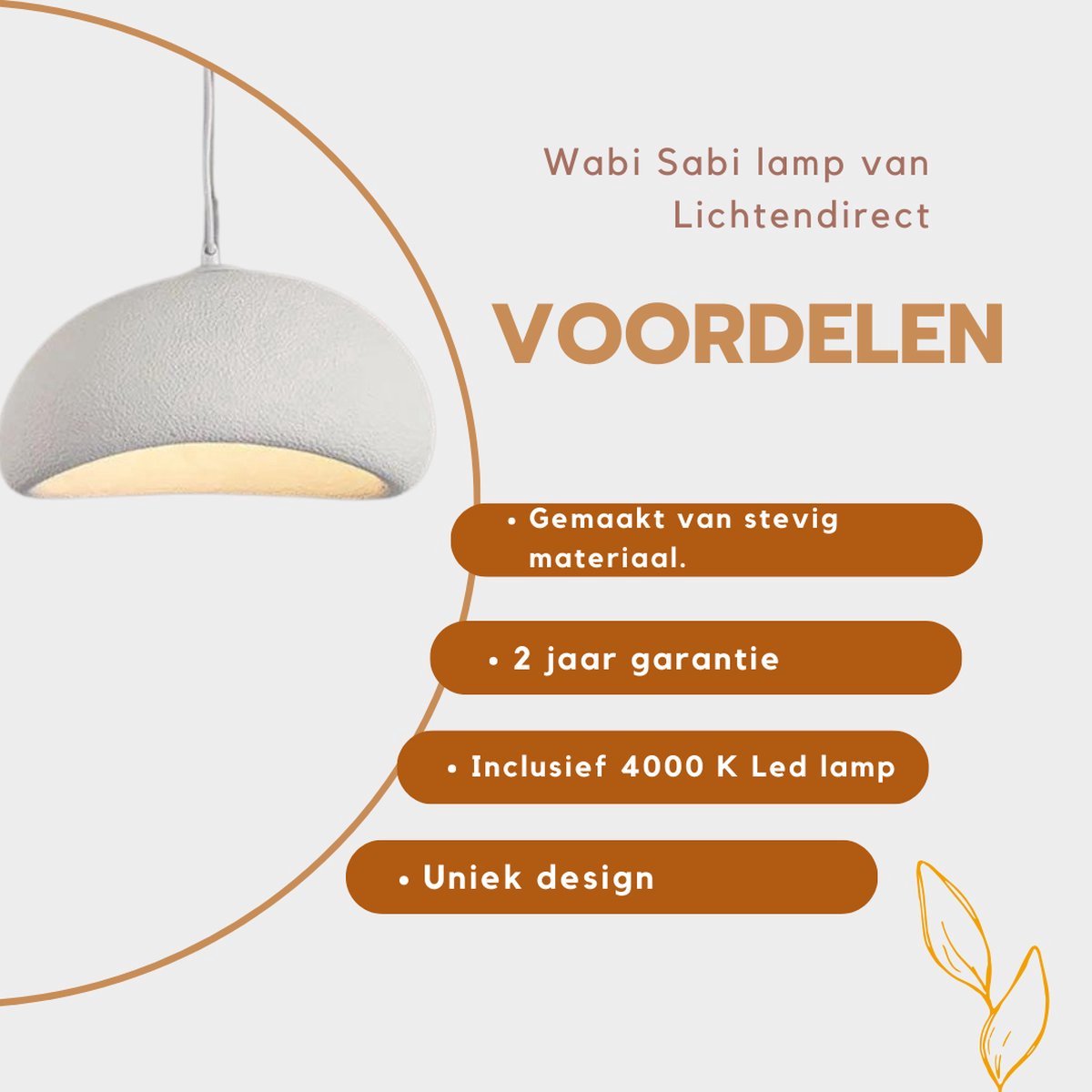 Wabi-Sabi hanglamp 50 cm, ontworpen met elegantie en duurzaamheid in gedachten.