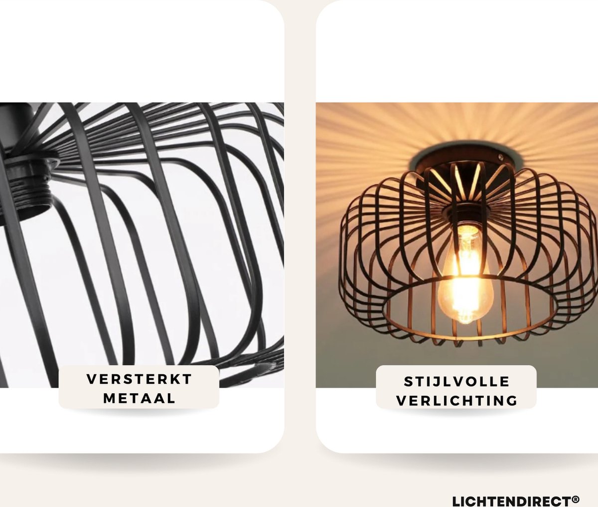 Zwarte metalen plafondlamp met industriële uitstraling, ideaal voor lofts en werkruimtes.