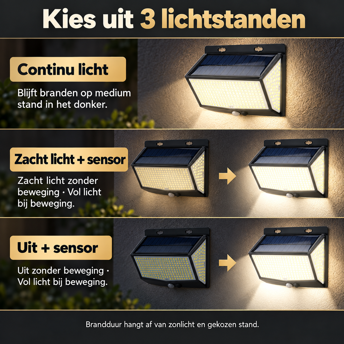 Compacte solar wandlamp van 17 cm hoog en 14,2 cm breed