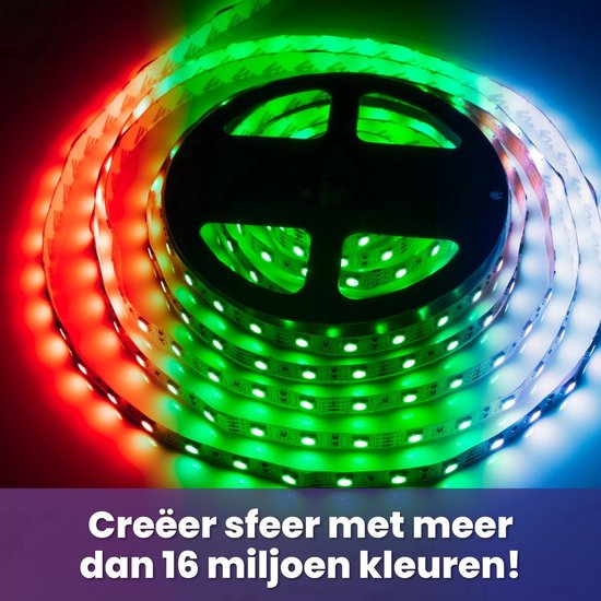 RGB LED-strip 10 meter met krachtige 5050 SMD LEDs en miljoenen kleurmogelijkheden