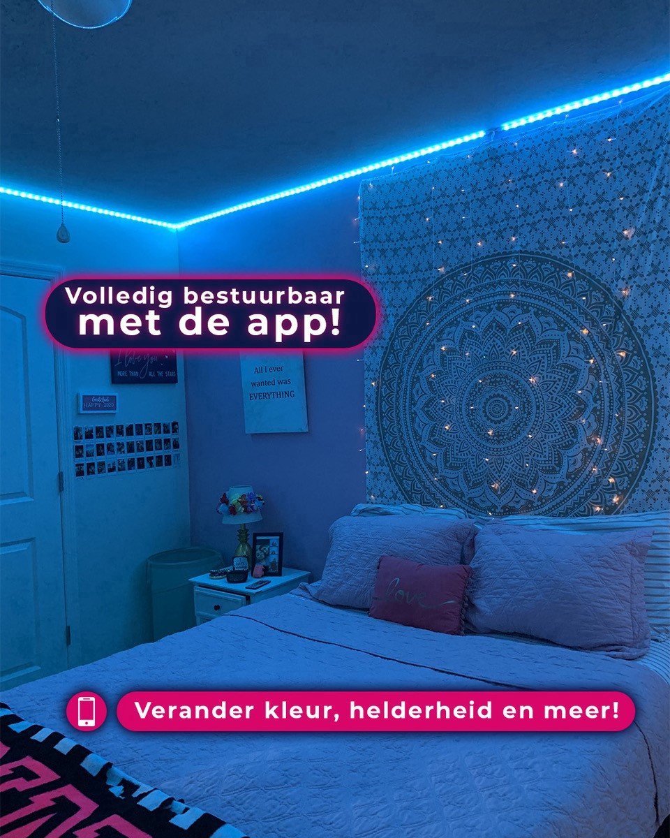 Zelfklevende 5m LED strip met miljoenen kleuren en aanpasbare lichteffecten