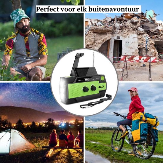 Campingradio met zonnepaneel zaklamp en 48 uur batterijduur