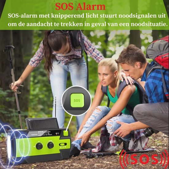 Solar survivalradio met AM FM frequenties en krachtige speaker
