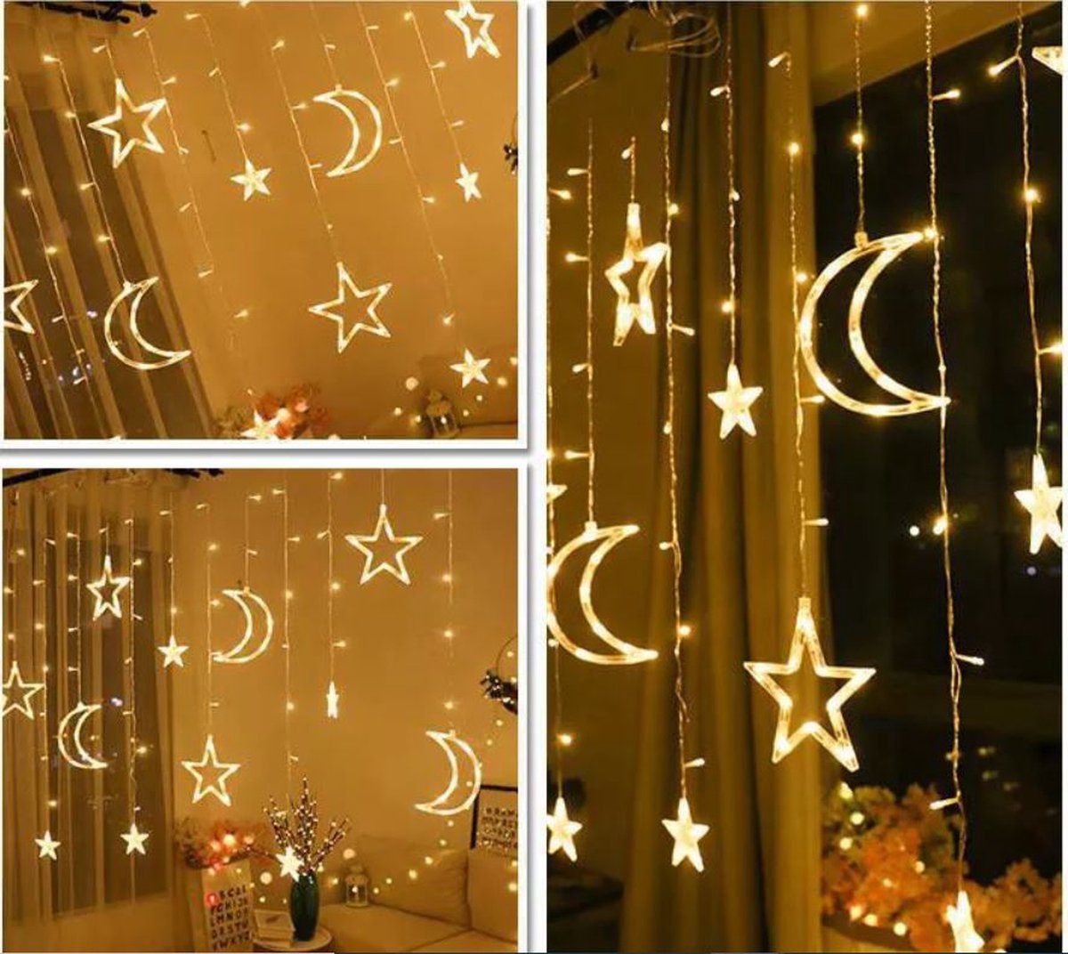 Ramazan Süsleme Giugio Kerstverlichting - LED Maan & Sterren Lichtketting, Batterij, Rotan Design, Voor Binnen Kerstverlichting Raamdecoratie Ramazan Süsleme Giugio Kerstverlichting - LED Maan & Sterren Lichtketting, Batterij, Rotan Design, Voor Binnen Kerstverlichting Raamdecoratie