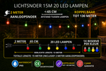 Lichtendirect lichtsnoer IP65 met 20 gekleurde E27 LED lampen