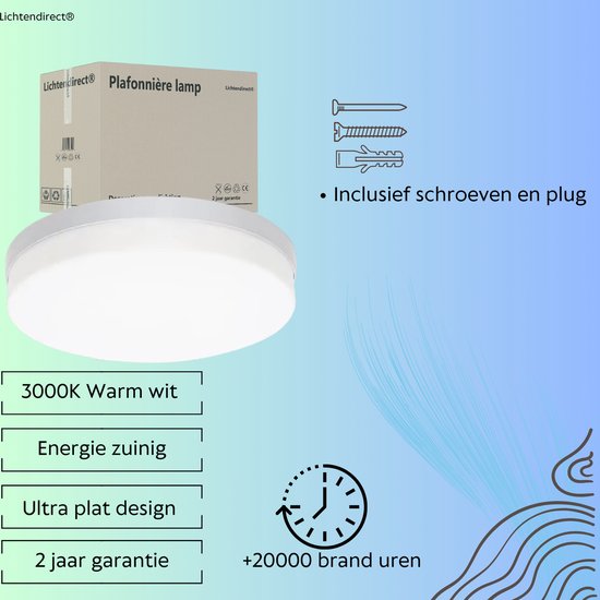 Energiezuinige 30 cm plafonnière met warm wit licht