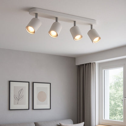 Strakke plafondlamp met 4 GU10 LED-lampen, ideaal voor sfeervolle binnenverlichting