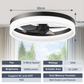 Zwarte LED plafondlamp met ventilator – stijlvolle oplossing voor verkoeling en verlichting in één.
