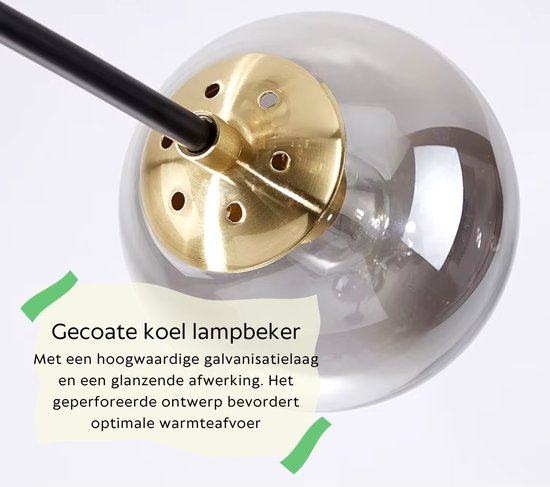 Rookglas plafondlamp als eyecatcher in woonkamer of kantoor