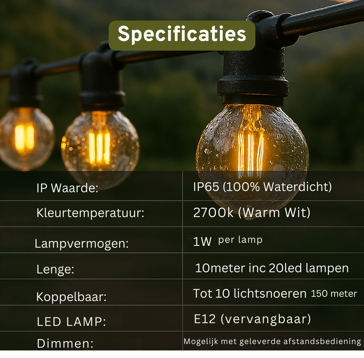 Lichtsnoer voor buiten, 20 m, G40 ledlichtsnoer met 40 4 lampen, 0,2 W, waterdicht, voor buiten, binnen, decoratieve slinger, aansluitbaar, voor tuin, feest, Kerstmis, warm Lichtsnoer voor buiten, 20 m, G40 ledlichtsnoer met 40 4 lampen, 0,2 W, waterdicht, voor buiten, binnen, decoratieve slinger, aansluitbaar, voor tuin, feest, Kerstmis, warm