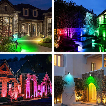 Solar Garden Lighting - RGB Colors - 4 LED Spots - Garden Spotlight - Waterproof - Tiltable - Lantern - Wall Lamp - Solar Garden Lighting