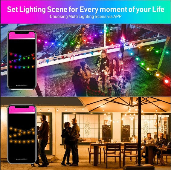 Pas de lichtkleur en helderheid van de LED string light aan via de Hello Fairy app of afstandsbediening