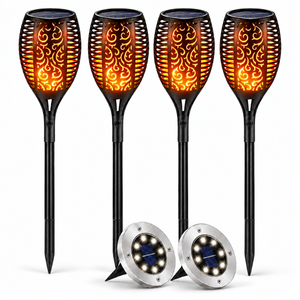 Solar LED XL 78CM Tuinfakkels Set van 4 stuks met vlam-effect - Solarlampen Tuinverlichting