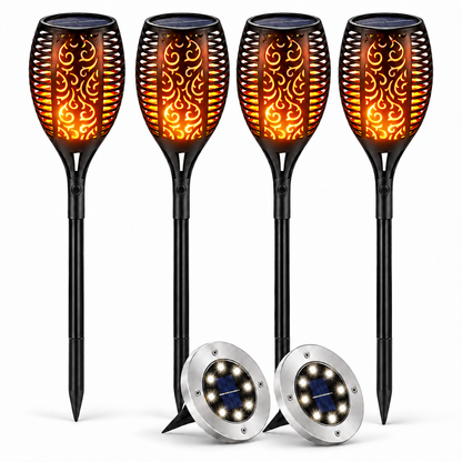 Solar LED XL 78CM Tuinfakkels Set van 4 stuks met vlam-effect - Solarlampen Tuinverlichting