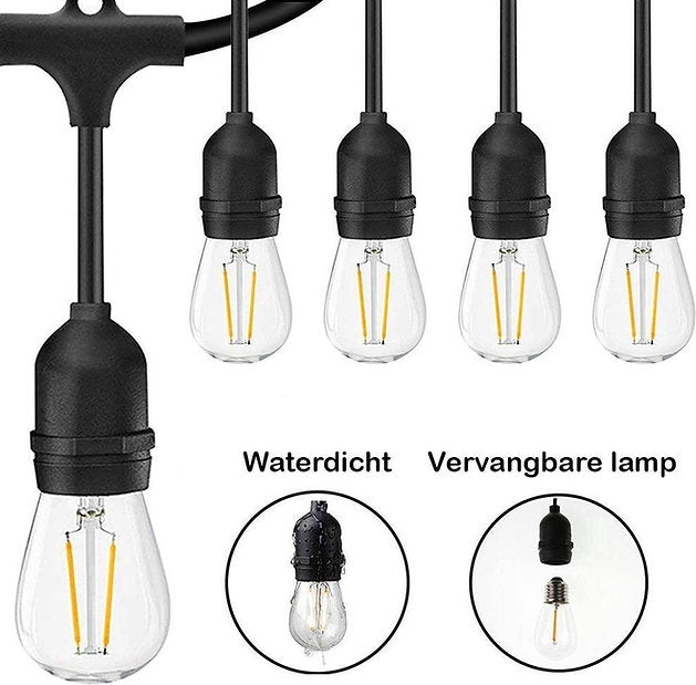 Solar Lichtsnoer 15M zonne energie buitenverlichting tuinverlichting prikkabel - Zonne - energie