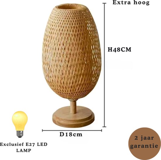 Natuurlijke bamboe tafellamp, perfect voor de woonkamer