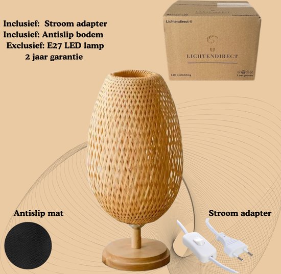 Extra hoge bamboe tafellamp van 48 cm voor sfeervolle verlichting