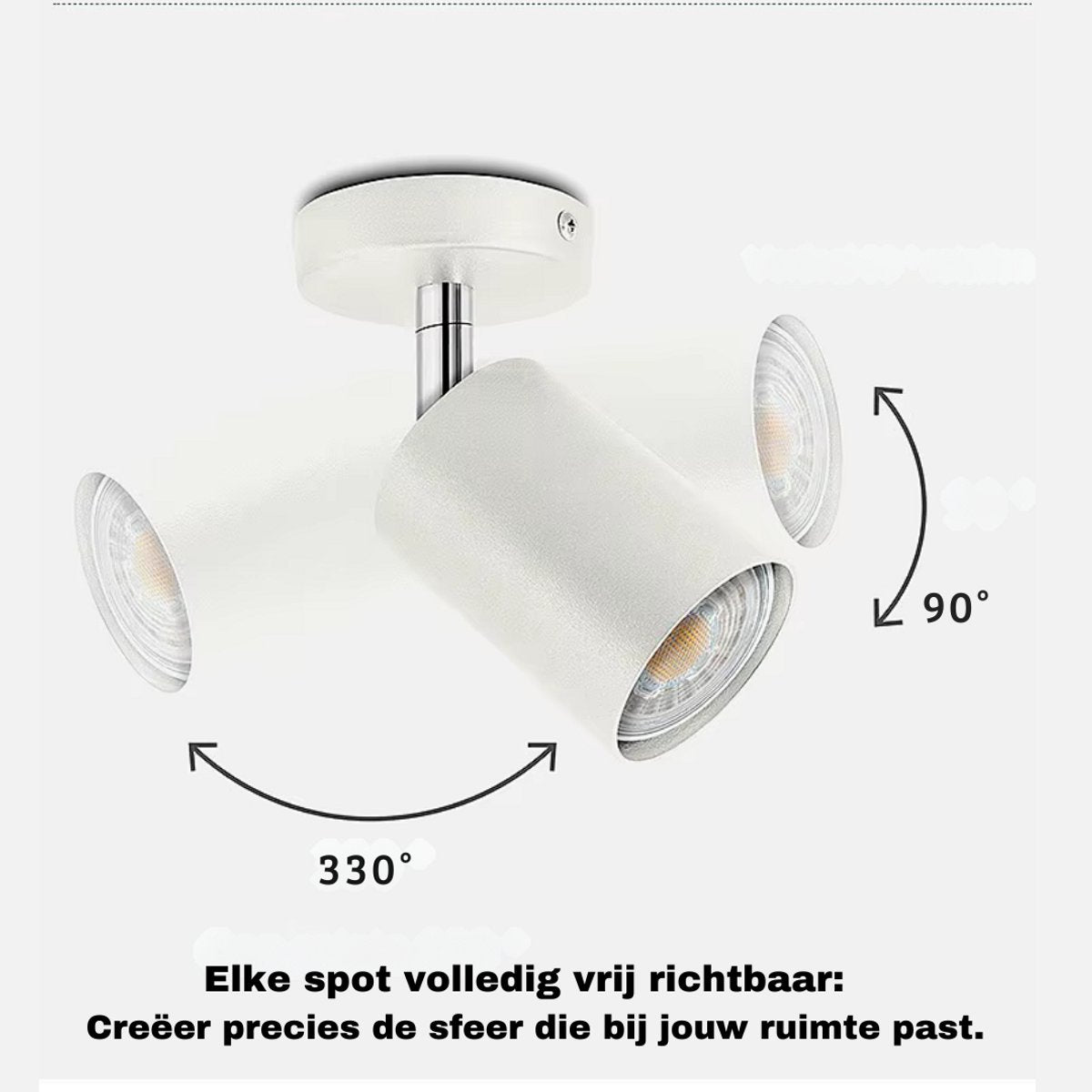 Lichtendirect witte plafondlamp met 4 kantelbare lichtbronnen – klaar voor direct gebruik