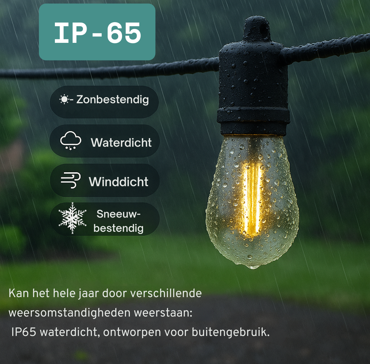 Milieuvriendelijk zonne-energie lichtsnoer met afstandsbediening en 2 jaar garantie