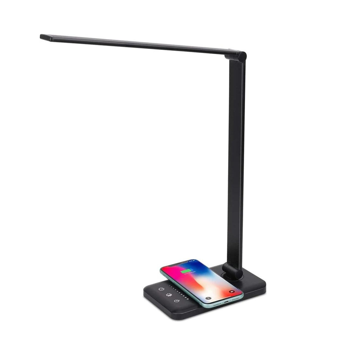 LED bureaulamp met draadloze oplader voor smartphones