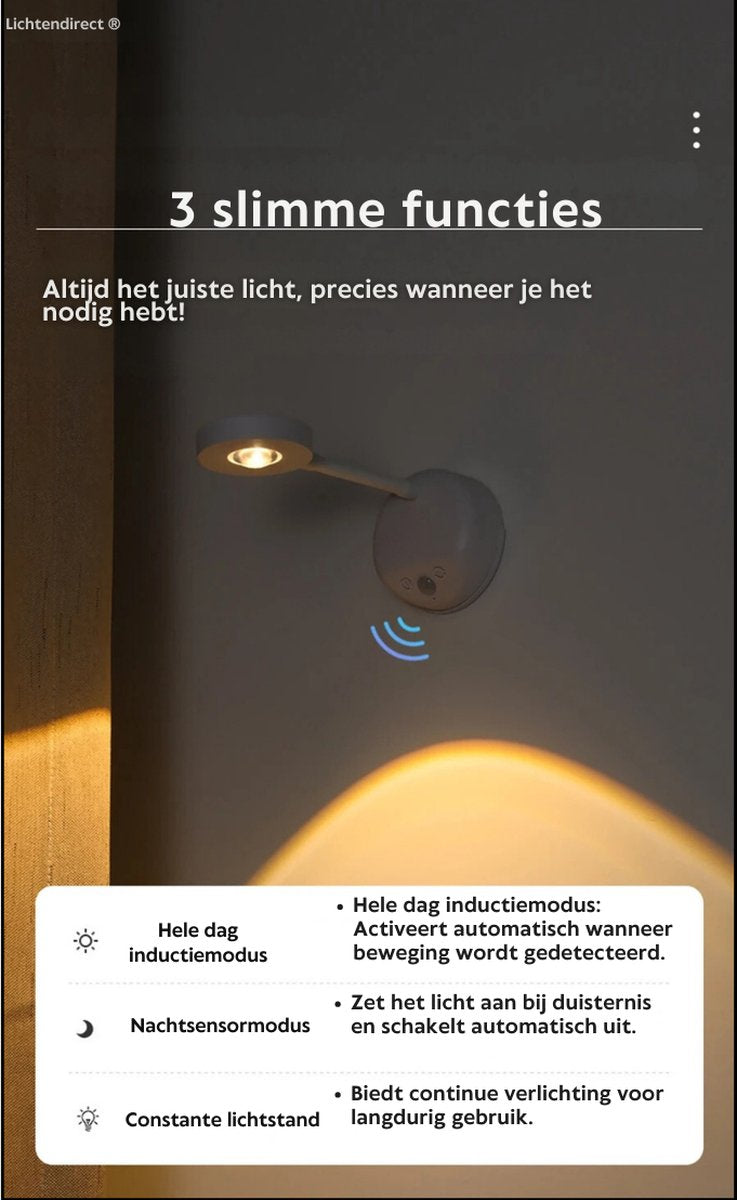 Set van draadloze LED wandlampen met timerfunctie en energiezuinig ontwerp."
