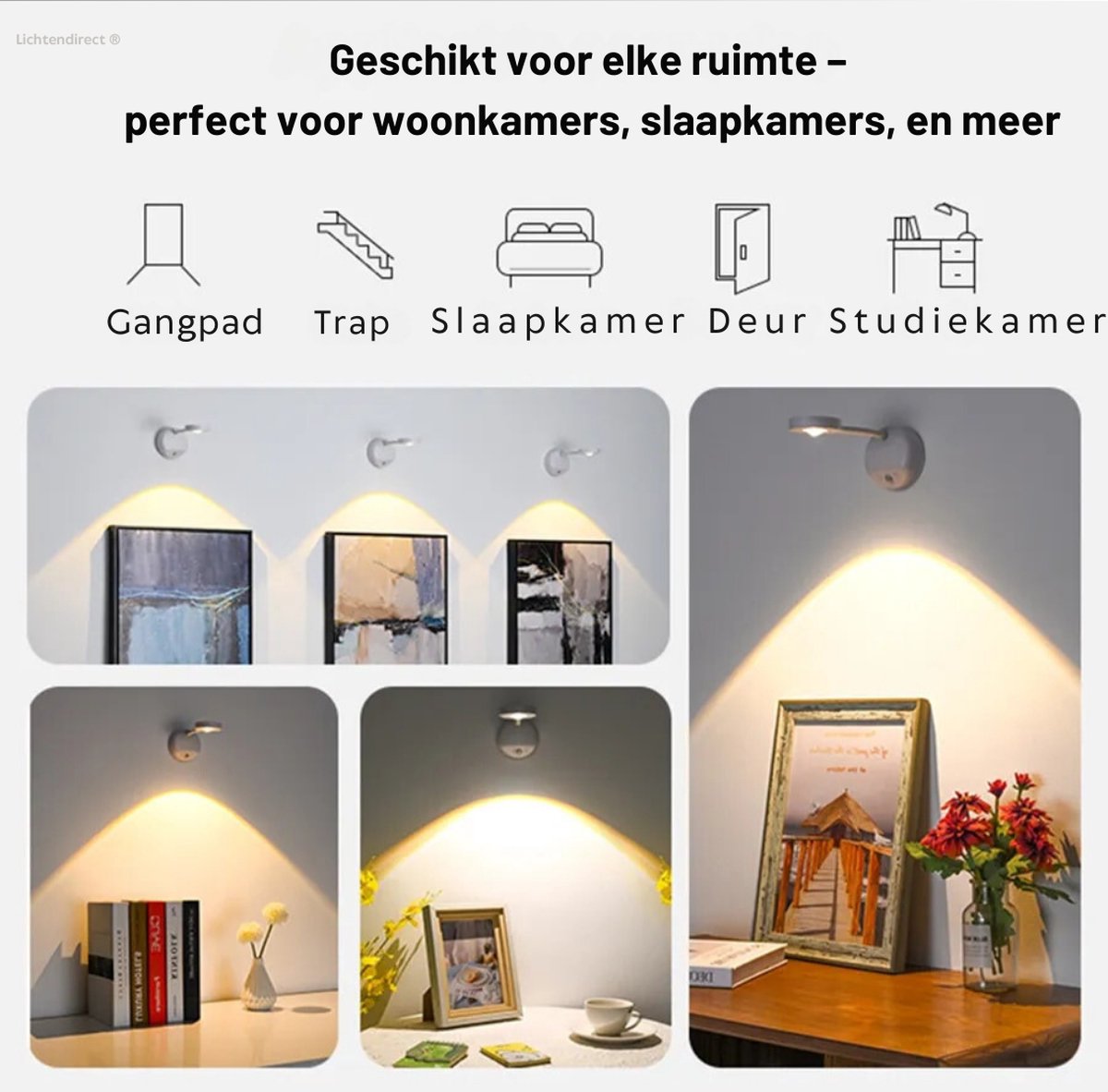 Compacte draadloze wandlamp, perfect voor moderne interieurs en functioneel gebruik