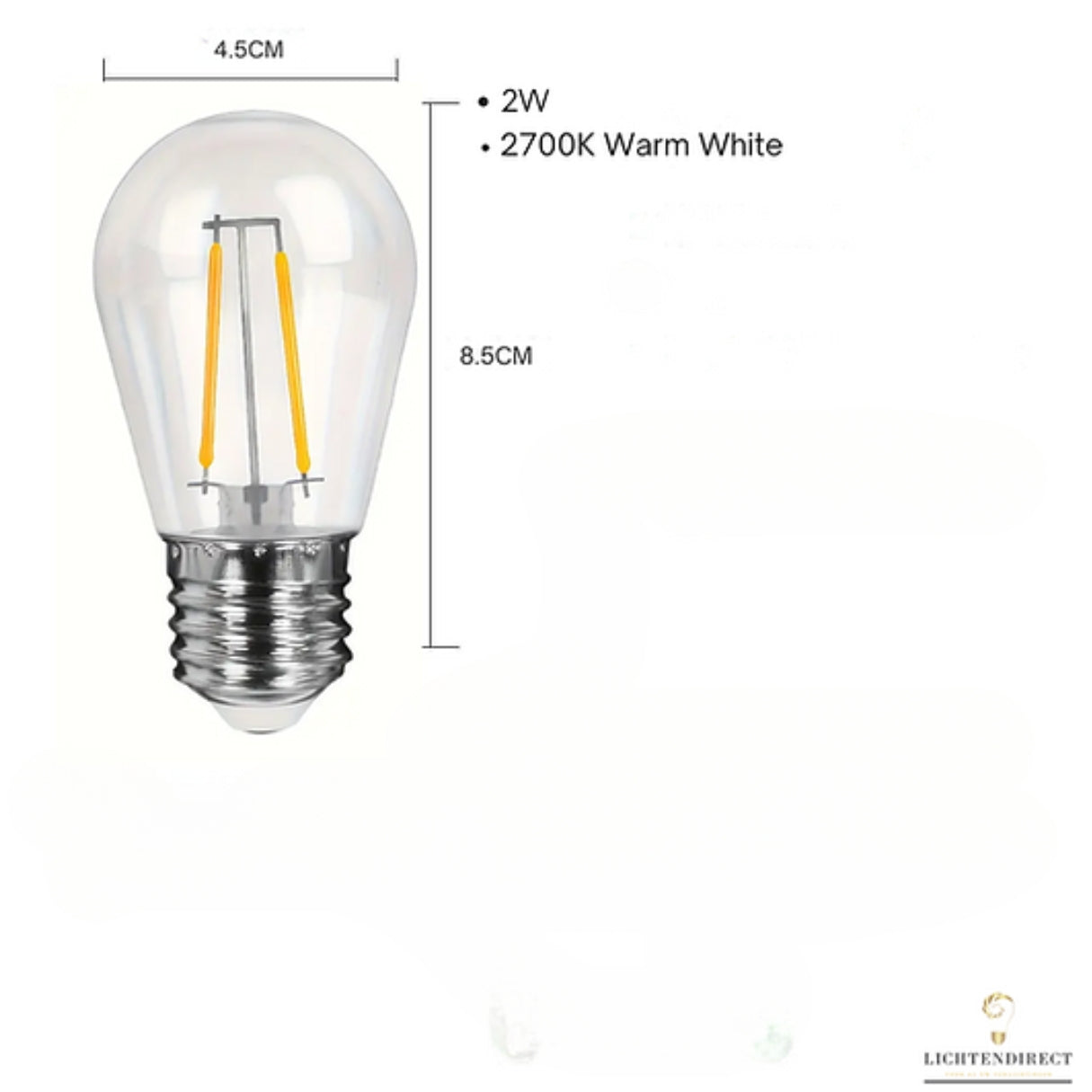 E27 LED lampen set van 10 stuks, 2W, 2700K, geschikt voor 15 meter lichtsnoeren en andere E27 lampen met diverse toepassingen