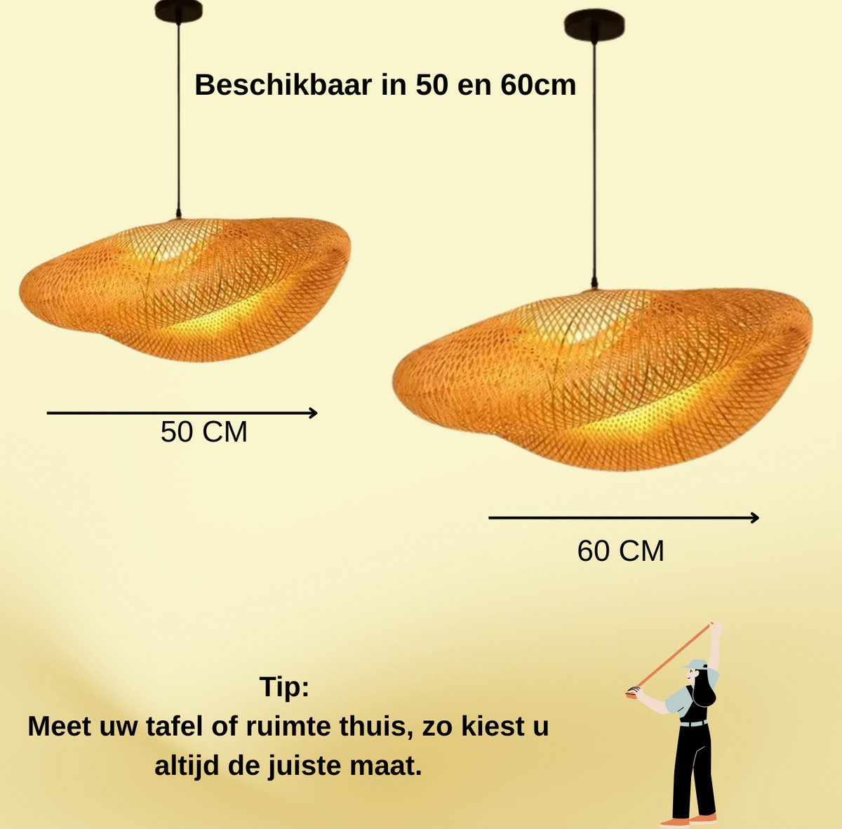 Sfeervolle bamboe plafonnière met ronde vorm en natuurlijke uitstraling.