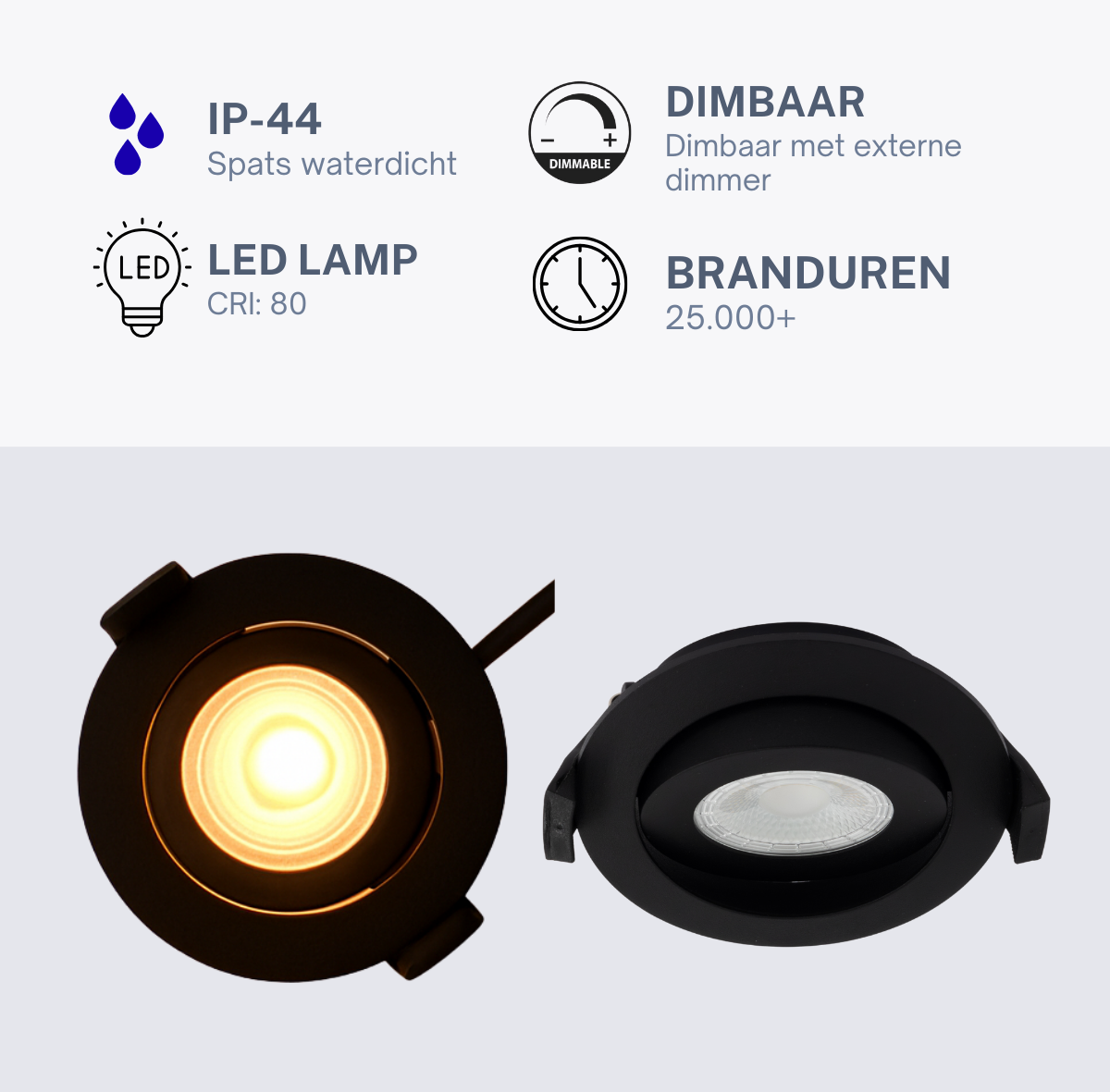 LED inbouwspot zwart plafond gemonteerd – energiezuinige spotverlichting voor woning