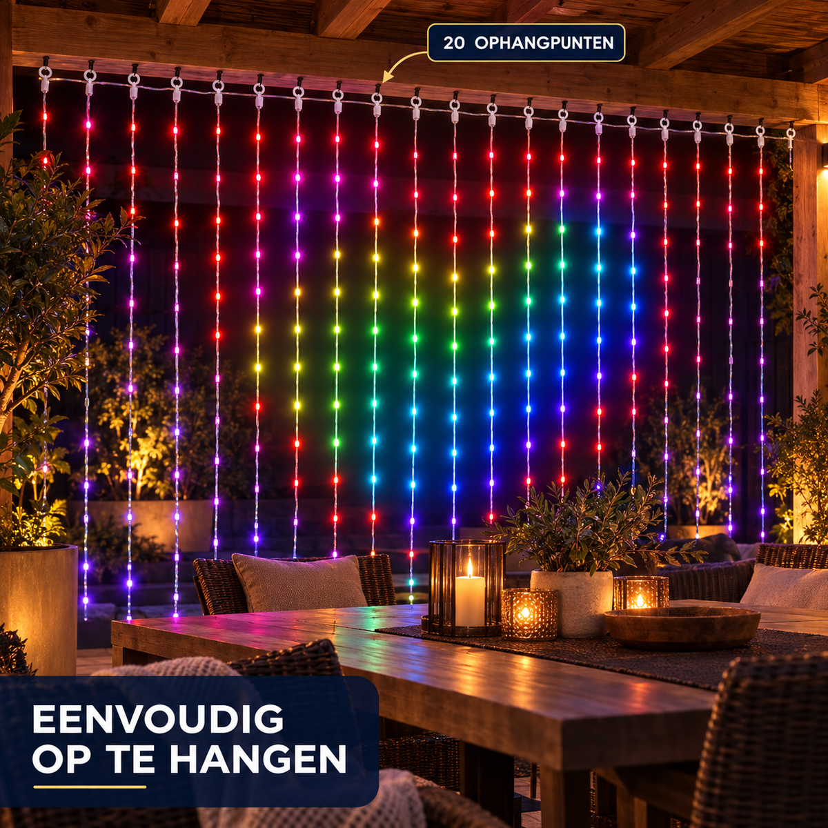 RGB lichtgordijn bedienen via smartphone-app en zelf teksten, kleuren en figuren ontwerpen