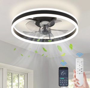 Slimme LED plafondlamp met ventilator en afstandsbediening – modern zwart ontwerp