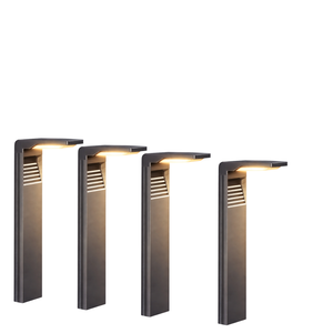 solar tuinverlichting 60 cm 4 stuks in moderne tuin langs pad