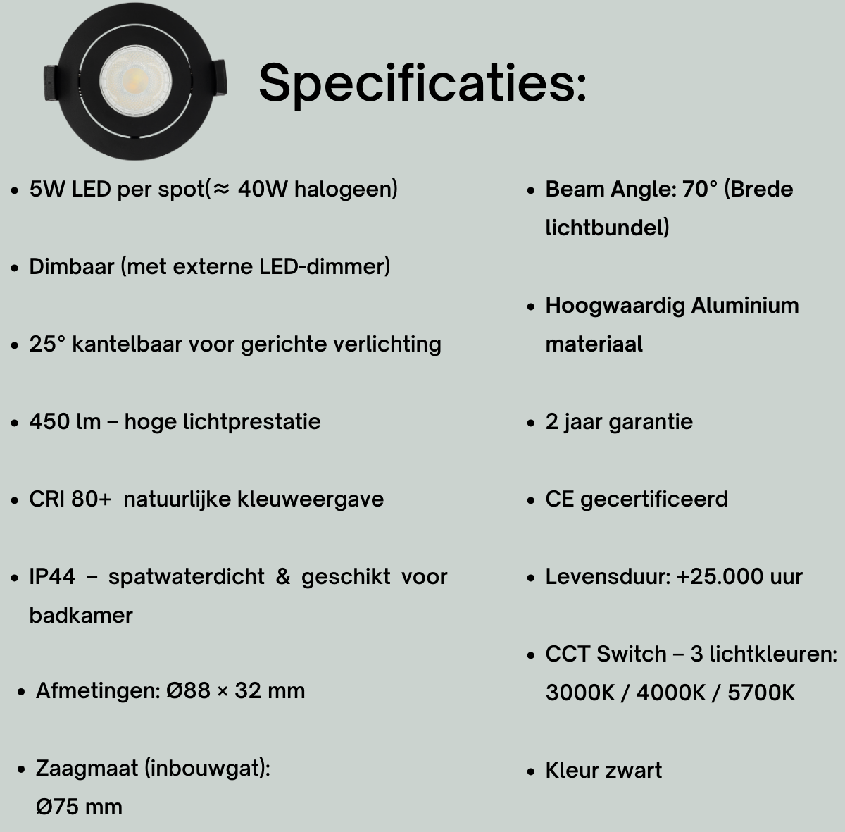 LED inbouwspots zwart in plafond – strak design met warm wit licht