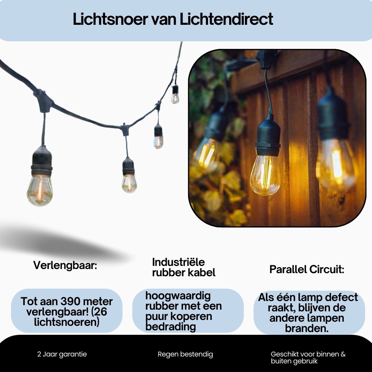 Geschikt voor zowel binnen als buitenverlichting, perfect voor elke ruimte