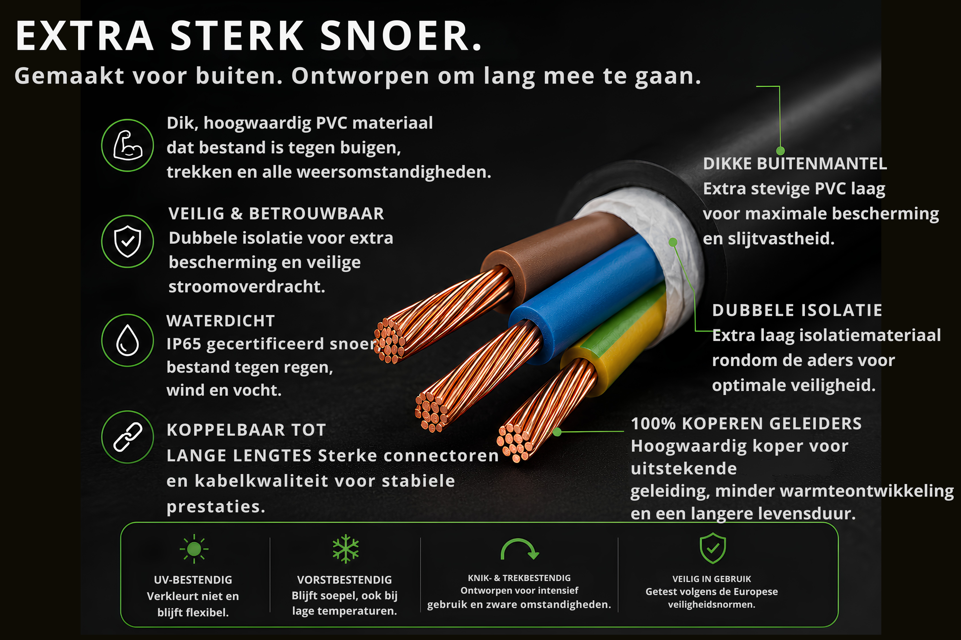 Gekleurd lichtsnoer voor tuin terras balkon en feestverlichting
