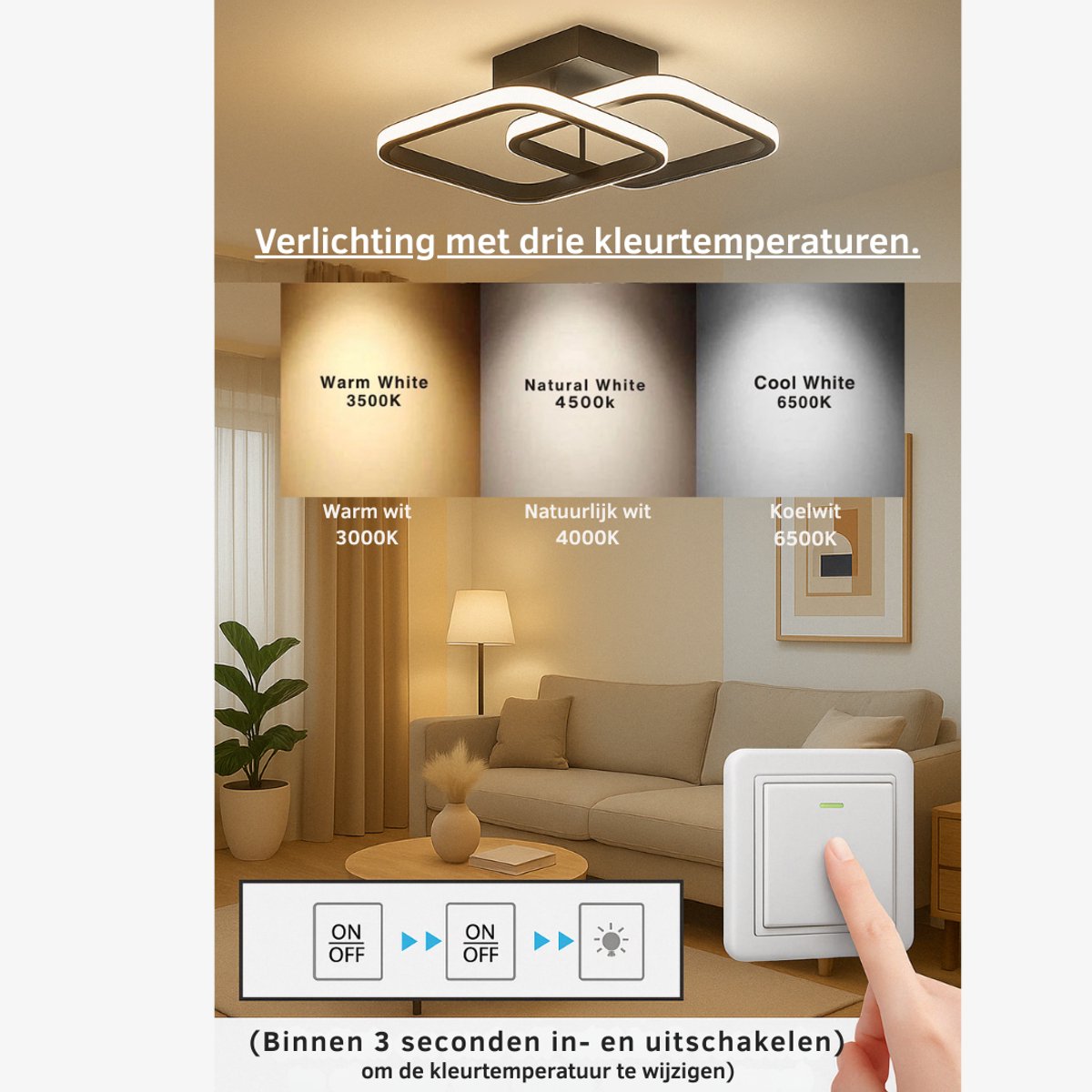 Energiezuinige LED plafondlamp 20W – geschikt voor woonkamer, slaapkamer of keuken