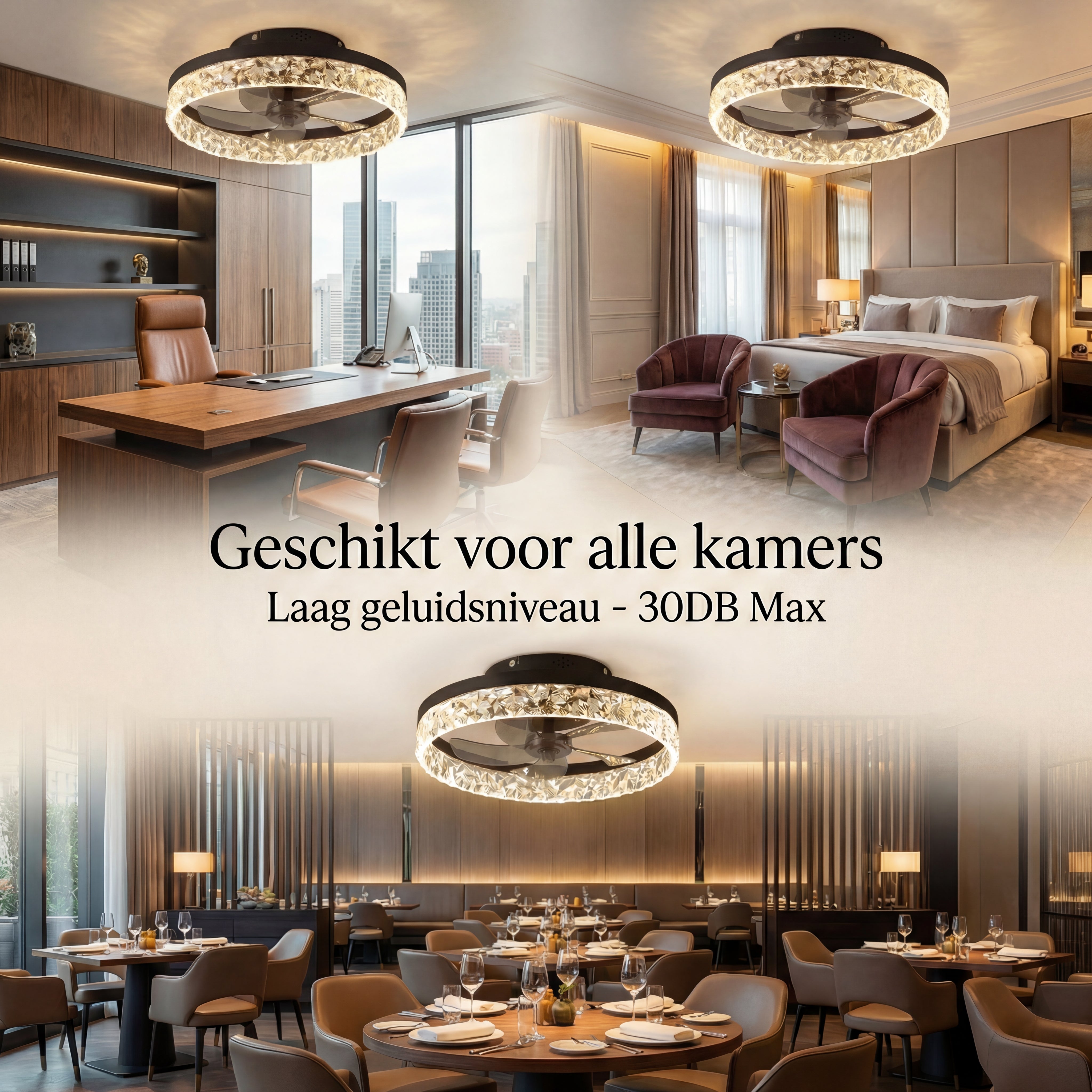 Plafondventilator met LED Licht – Stil & Intelligente Bediening, Moder Plafondventilator met LED Licht – Stil & Intelligente Bediening, Moder