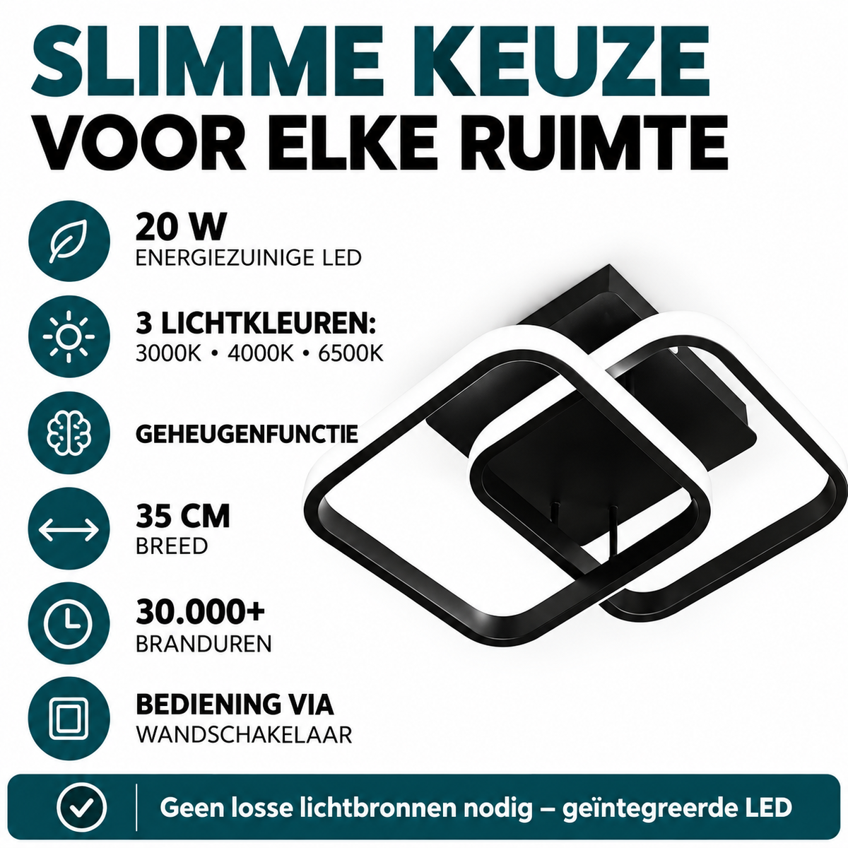 Zwarte LED plafondlamp van Lichtendirect met ronde behuizing van 35 cm