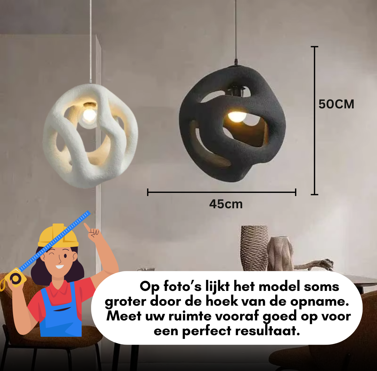 natuurlijke polyresin hanglamp japandi woonstijl verlichting