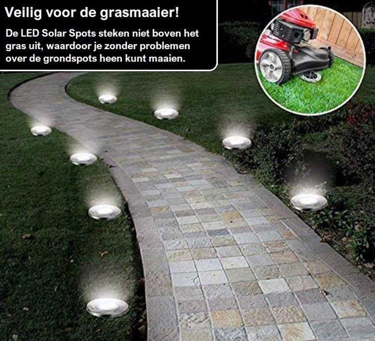 Weerbestendige grondspots met helder wit LED-licht, perfect voor duurzame buitenverlichting