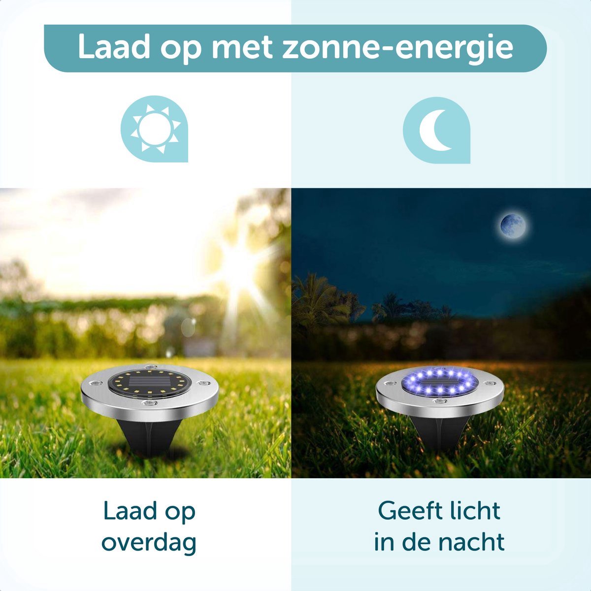 Zonne-energie tuinspots met dag/nacht-sensor, ideaal voor tuinpaden en opritten