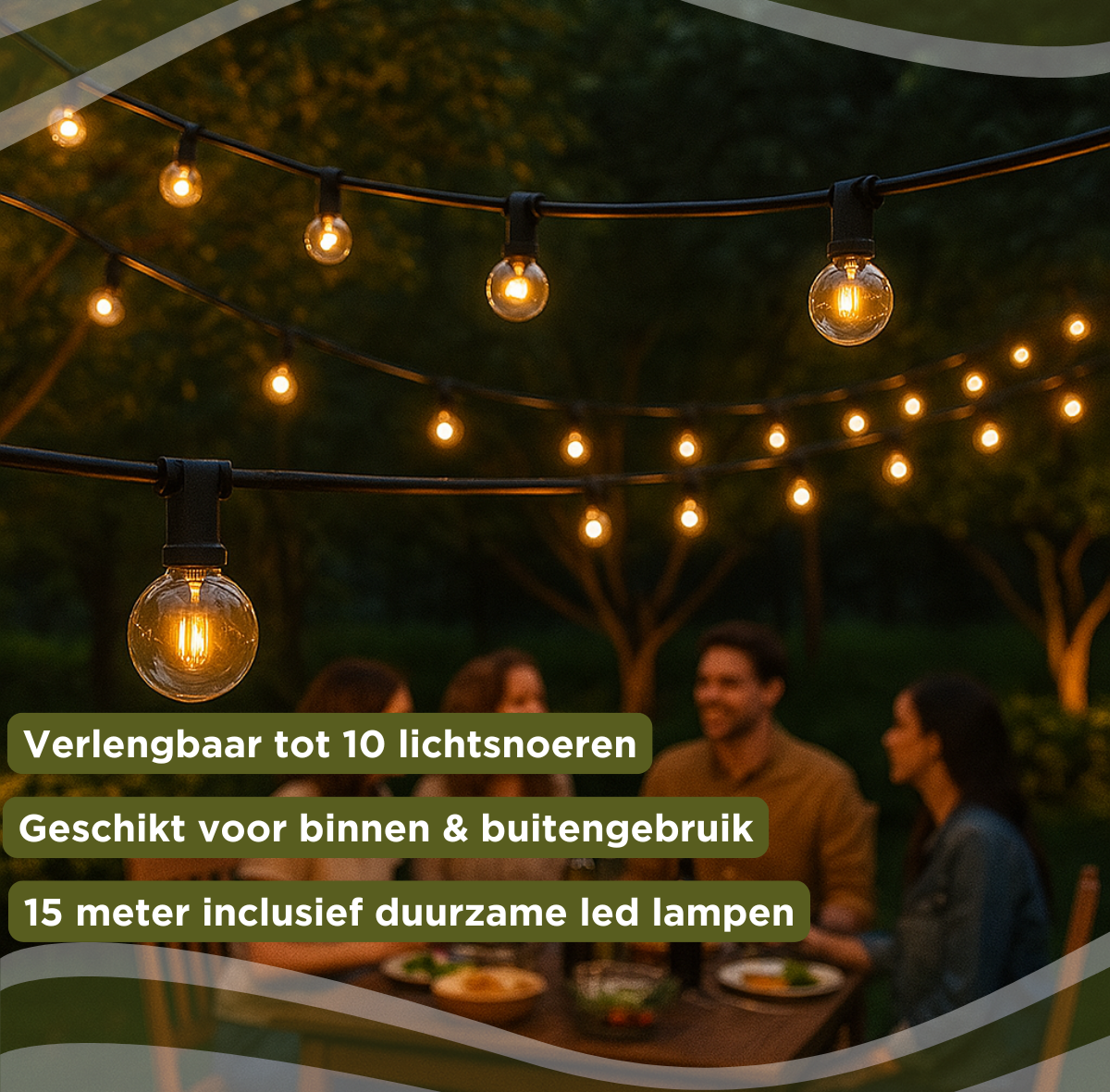 Terrasverlichting geschikt voor kerstverlichting